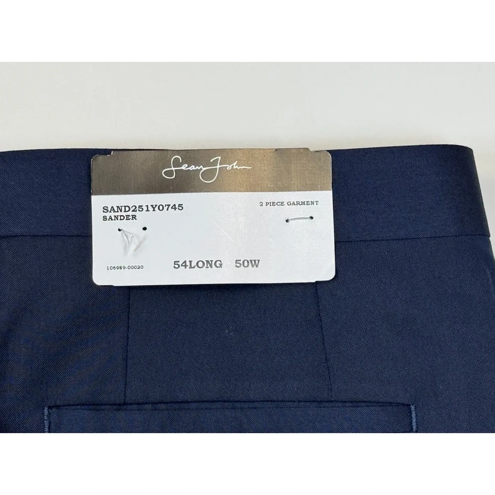 Sean John 2Pc Sander 2-Button Jacket & Pants Suit Set Men 54L 50W NWT Lined Navy